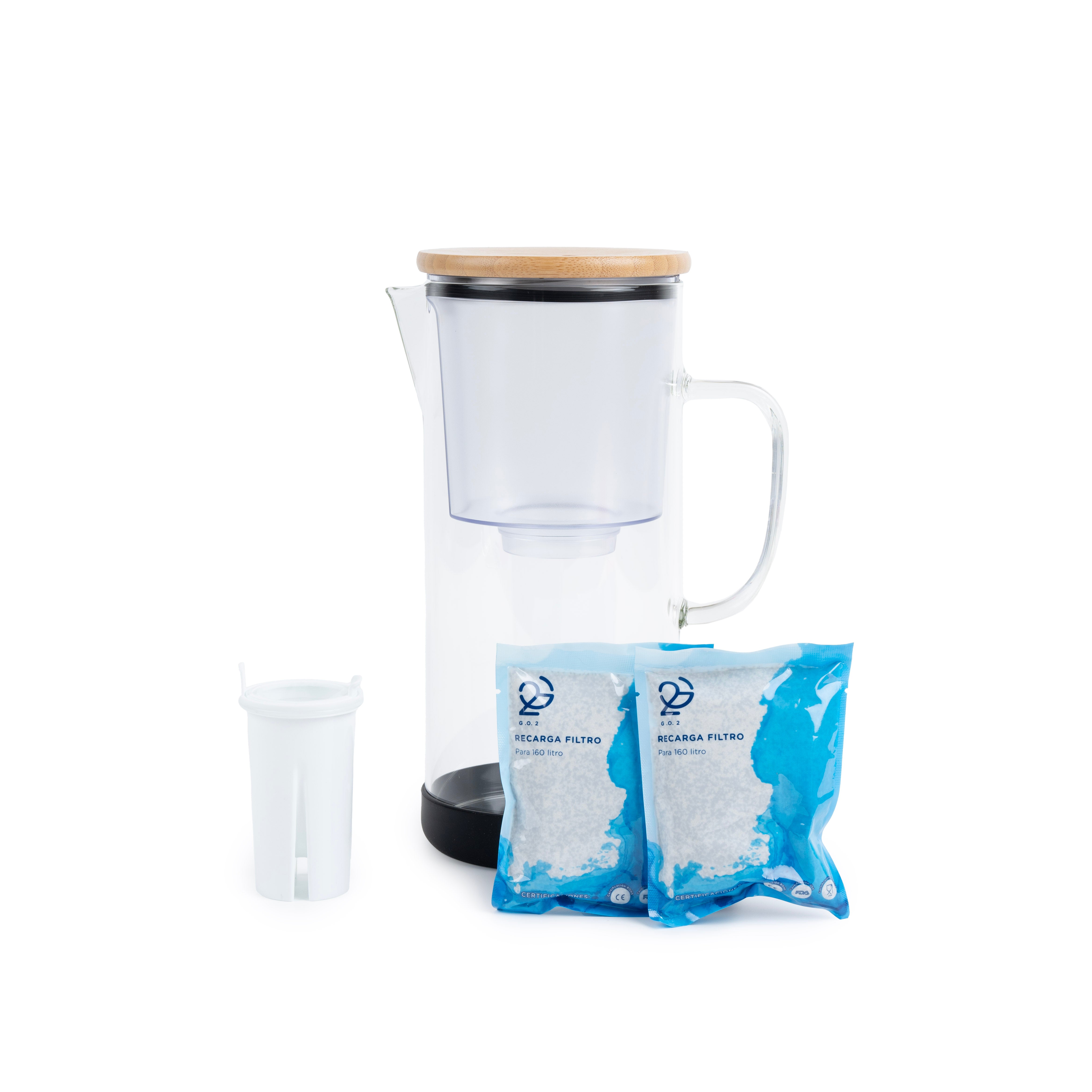Jarra Purificadora de Agua de Vidrio 3.5L | PureWater GO2 con Filtro Reemplazable y 4 Etapas de Filtrado